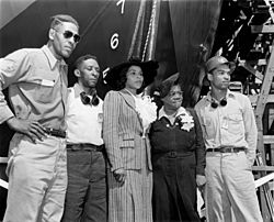 Marian Anderson and Mary McLeod Bethune at the launching of the SS Booker T Washington - 29 Sept 1942