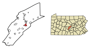 Location of Lewistown in Mifflin County, Pennsylvania.