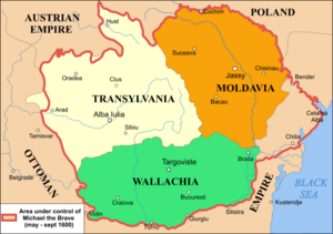 Moldavia, Transylvania and Wallachia under Michael the Brave's authority (1600)