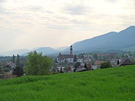 View to the church of Oberdorf