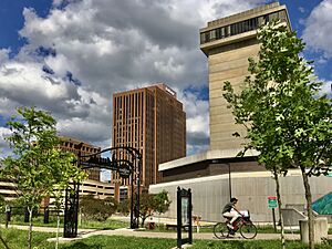 Ohio & Erie Canalway in downtown Akron, Ohio - 20200530