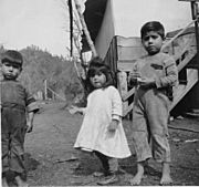 Photograph with text of young members of the Chuckachancy tribe, California. This is from a survey report of Fresno... - NARA - 296290 (cropped)