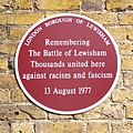 Plaque for the Battle of Lewisham, New Cross Road and Clifton Rise (cropped)