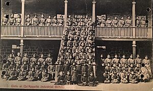 Post Card of the children at the Qu'Appelle Indian Residential School