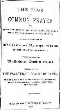 Prayer book of the REC in the Dominion of Canada