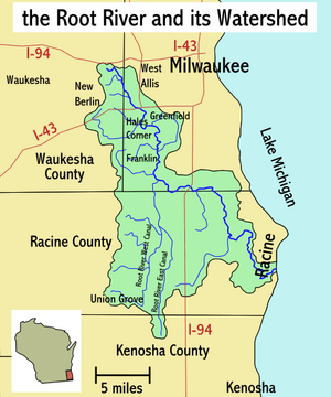 Root River WI map