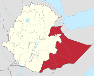 Map of Ethiopia showing Somali State