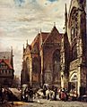 Springer Cornelis Many Figures On The Market Square In Front Of The Martinikirche Braunschweig