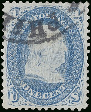 Stamp US 1868 1c Z grill Gross