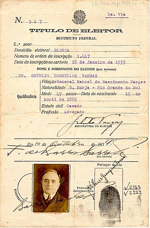 Título de eleitor de Getúlio Vargas 1934