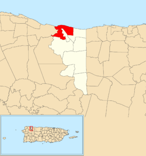 Location of Terranova within the municipality of Quebradillas shown in red
