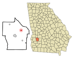 Location in Terrell County and the state of Georgia