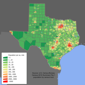 Texas population map