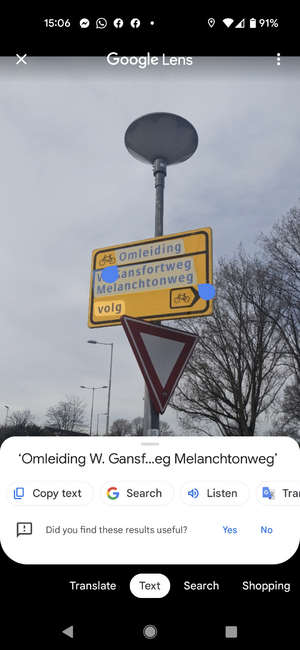 Text recognition software on a photograph - Google Lens (March 2023)