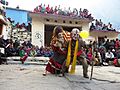 The folk characters of Latu and Lati durinɡ the mask dance festival in lata villaɡe, nanda devi national park in indian himalayas