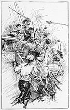 09 They burst up the stairs-Illustration by Paul Hardy for Rogues of the Fiery Cross by Samuel Walkey-Courtesy of British Library