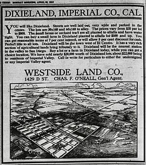 1912 real estate development ad Dixieland, Imperial County, California