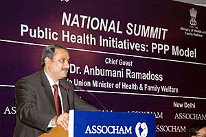 Anbumani Ramadoss addressing at the inauguration of the Associate Chamber of Commerce & Industry (ASSOCHAM) MeetNational Summit on Public Health Initiatives Public Private Partnership (PPP) Model, in New Delhi