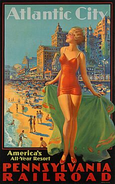 Atlantic City— America’s All-Year Resort, Pennsylvania Railroad, painting by Edward Mason Eggleston