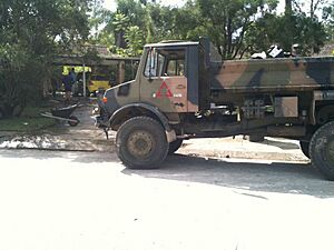 Australian Army truck being used in the flood clean-up