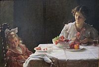 Charles Courtney Curran - 'Breakfast for Three', 1909