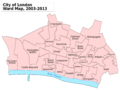 City of London UK labelled ward map 2003