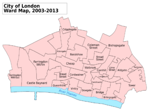 City of London UK labelled ward map 2003