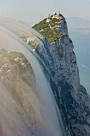 Clouds covering the walls of Gibraltar Rock
