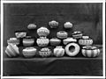Collection of 19 Indian baskets on display, ca.1900 (CHS-3297)