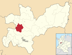 Location of the municipality and town of Filadelfia, Caldas in the Caldas Department of Colombia.