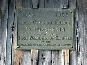 Covered Bridge, Cedarburg, Wisconsin - plaque