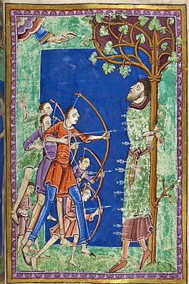 illumination of Edmund the Martyr being shot with arrows