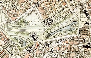 Green Park and St. James's Park London from 1833 Schmollinger map