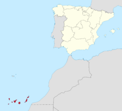 Location of the Canary Islands (red) within Spain