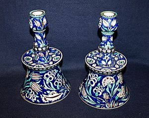 Iznik Pottery Candlesticks,Ottoman Turkey