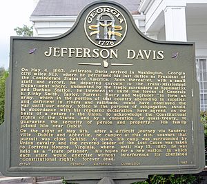 Jefferson Davis Memorial left marker, Irwin County, GA, US
