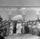 King Abdullah I of Jordan visiting the Dome of the Rock in Jerusalem, 1 June 1948