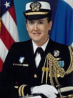 LT Patricia C. Hasen NC USN is the first First Navy Nurse Corps officer to be formally appointed as an executive assistant to a flag rank unrestricted line officer