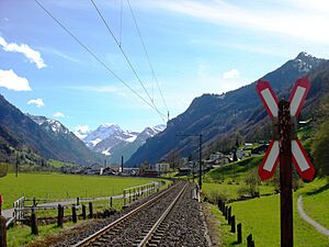 The village, looking up the valley, as seen from the railway