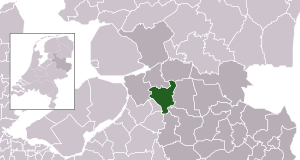 Highlighted position of Zwolle in a municipal map of Overijssel