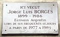 Plaque Jorge Luis Borges, 13 rue des Beaux-Arts, Paris 6