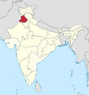 A map showing us where the location of Punjab is in the Republic of India