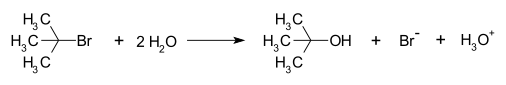 reaction tert-butylbromide water overall