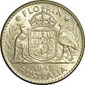 Reverse of King George VI Australian Florin 1946