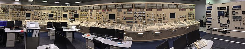 Simulations and training are run in this room, an exact duplicate of the control room of the operational reactor.