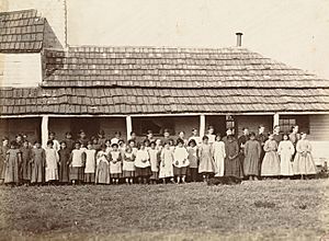St. Mary's Mission, Kansas, Pottawatamie Indian School, 90 miles west of Missouri River. (Boston Public Library) (cropped 2)