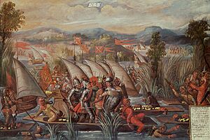 The capture of Cuauhtémoc (Conquest of Mexico) Painting