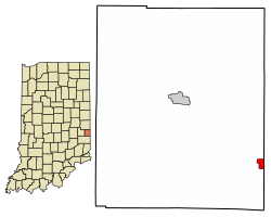 Location of West College Corner in Union County, Indiana.
