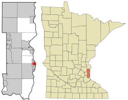 Location of the city of Lakeland Shoreswithin Washington County, Minnesota
