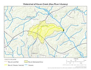 Watershed of Haven Creek (Haw RIver tributary)